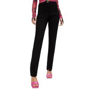 Zara Sz XL Black Skinny Trousers with Vents Straight Leg Business Work